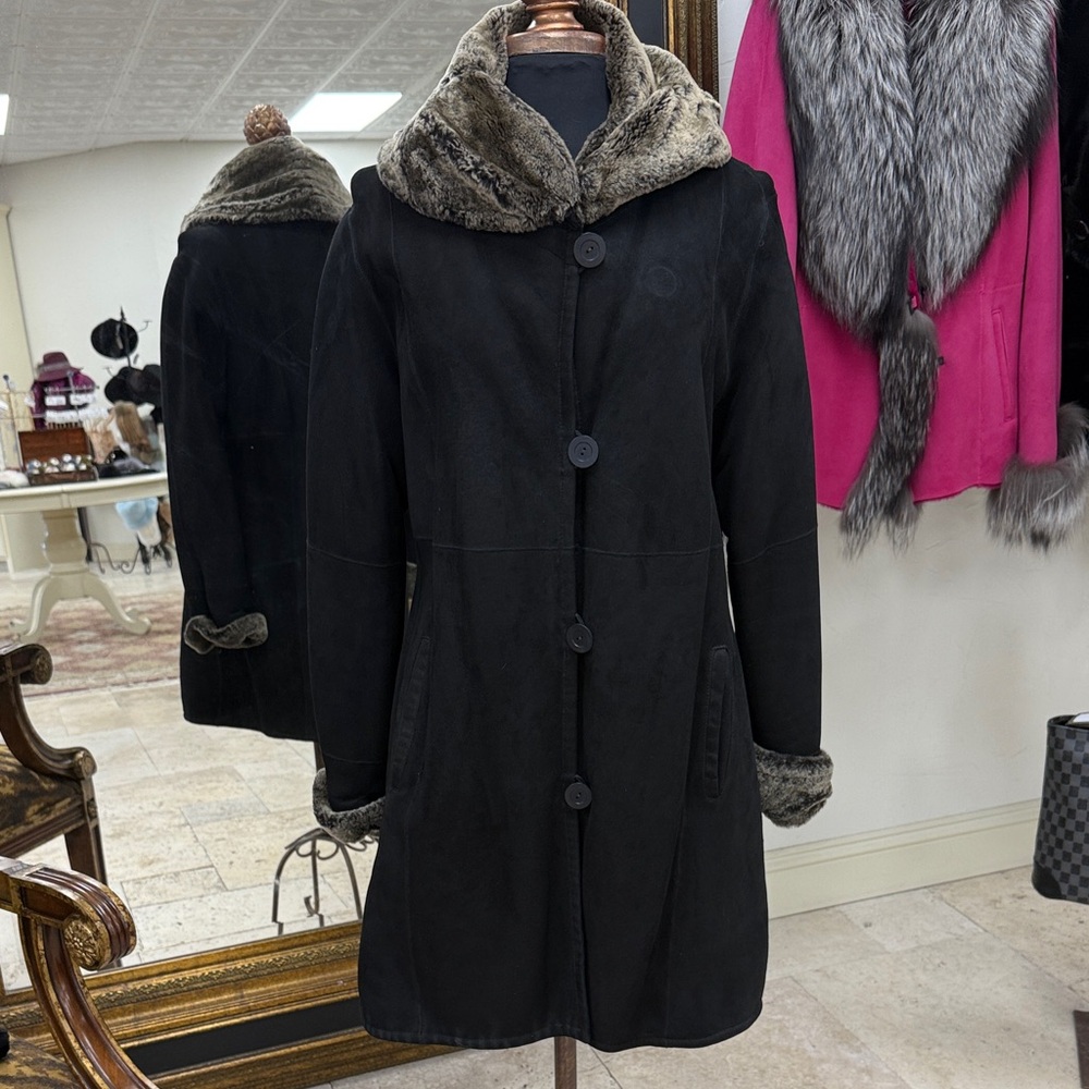 Black shearling stroller